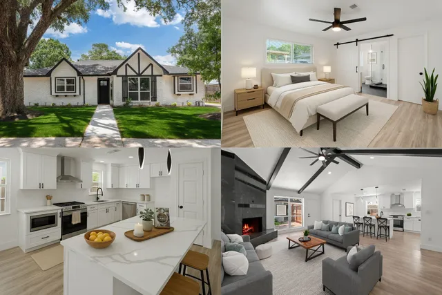 a bedroom with furniture and a view of kitchen