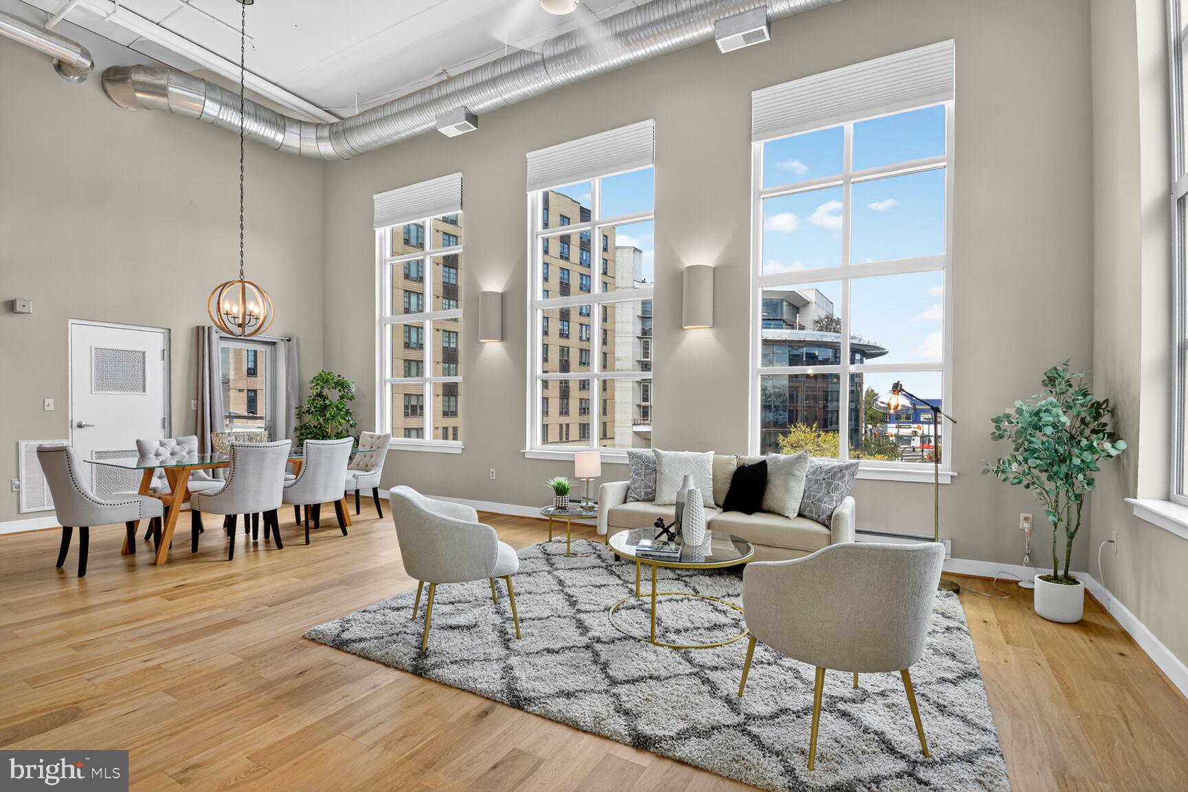 900 Bonifant Street, Unit D Silver Spring, MD 20910 - Photo 7 of 54 a living room with furniture a dining table and a potted plant
