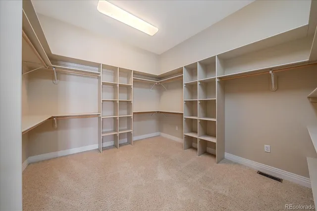 a view of an empty walk in closet