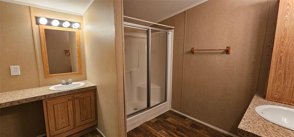 434 Geronimo Quitman, TX 75783 - Photo 21 of 36 a bathroom with a granite countertop sink and a mirror
