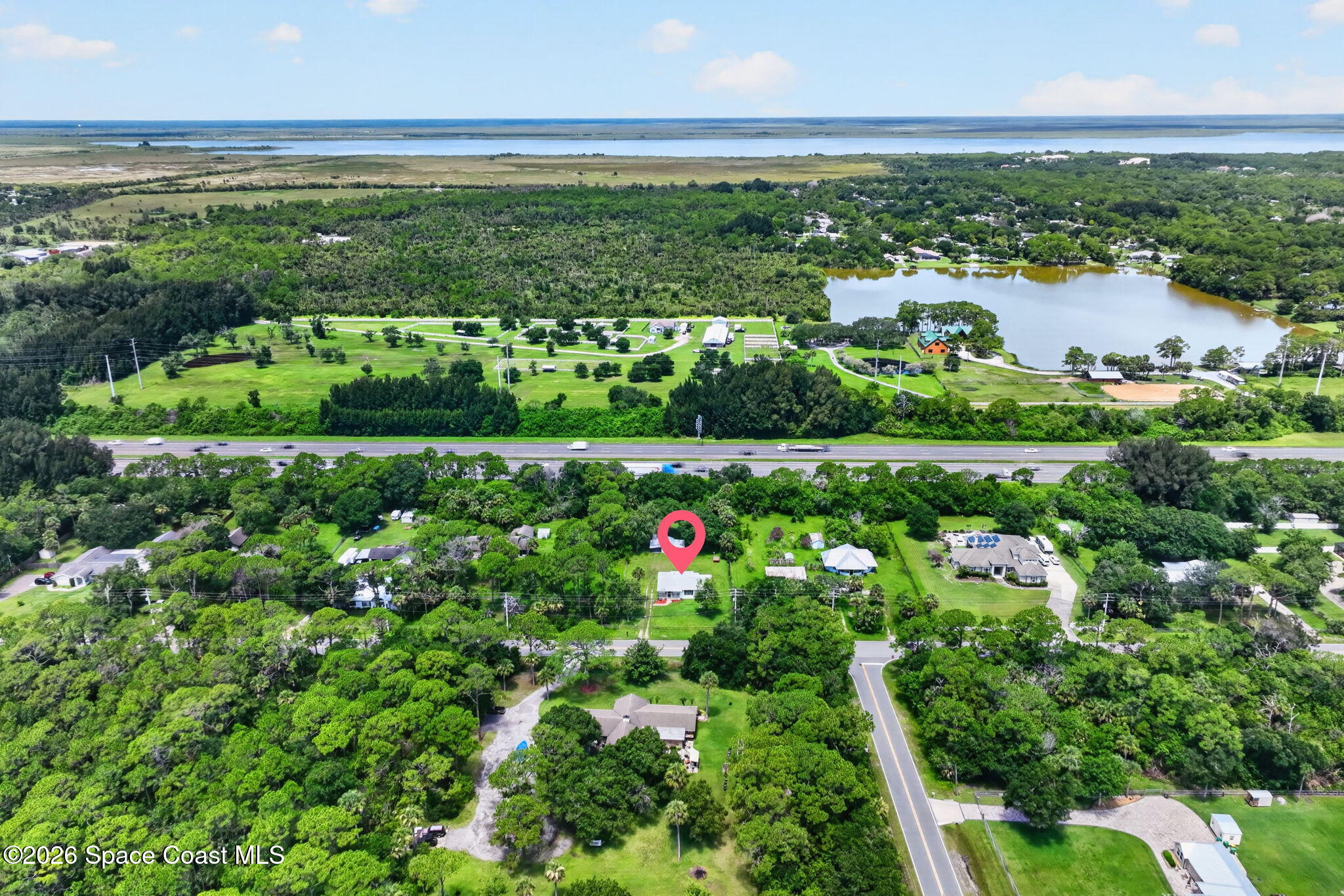 1944 Harlock Road Melbourne, FL 32934 - Photo 38 of 52 Aerial View with Lake Washington