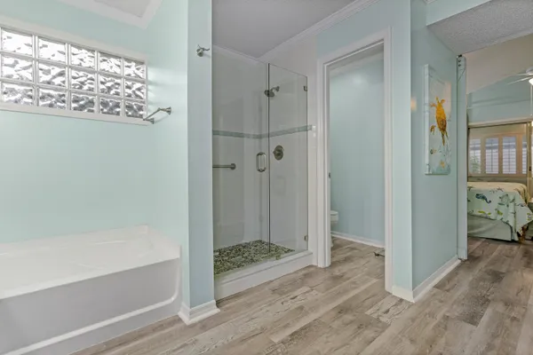 a bathroom with a shower