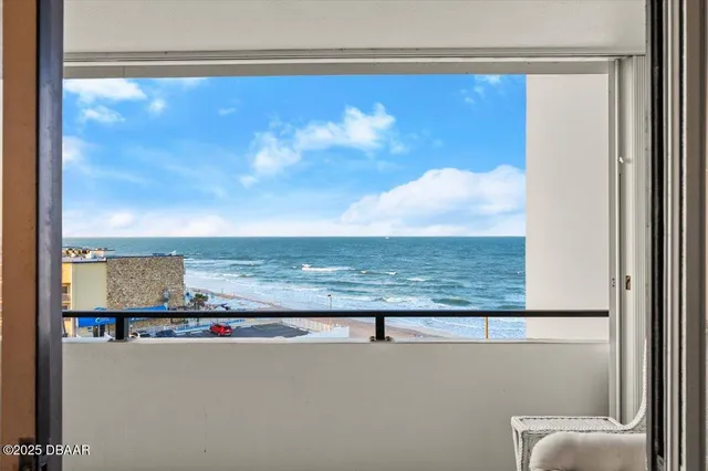 a city view with tall buildings