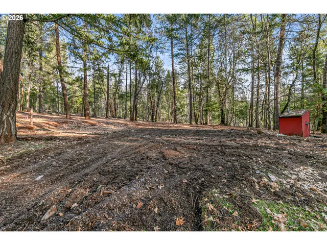 a backyard of a house with lots of green space