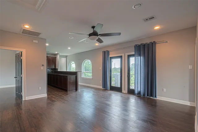 a view of an ocean and a yard