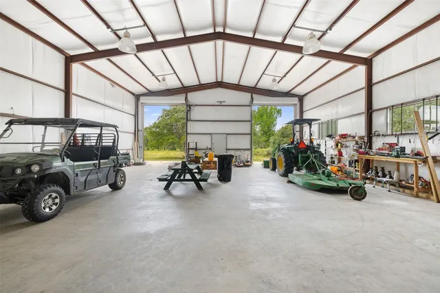 a view of a garage with furniture