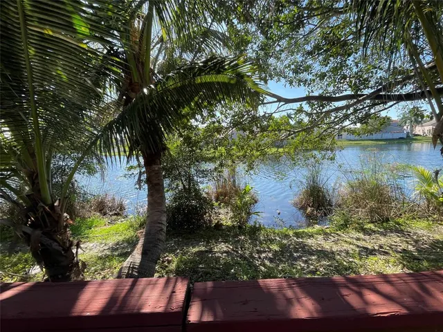 a view of lake from a yard