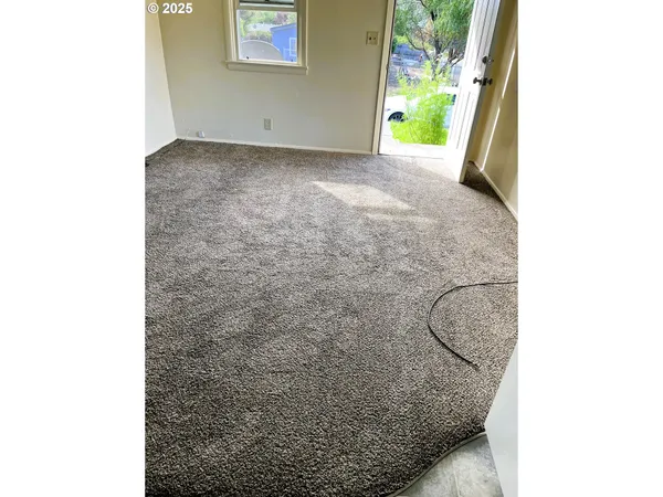 a view of a bathroom with a window