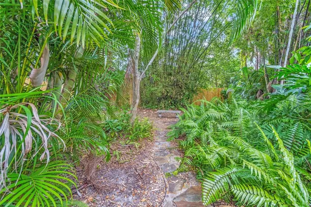 a backyard of a house with lots of green space