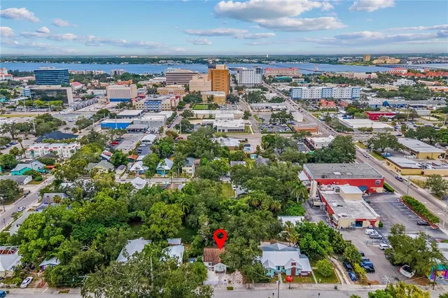 an aerial view of a city
