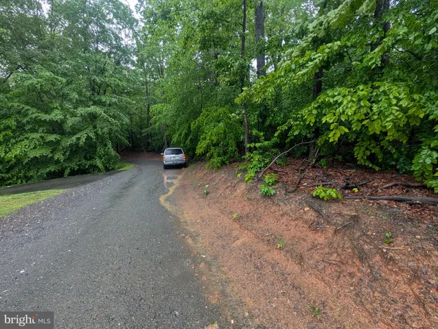 a view of a road with a trees in the background