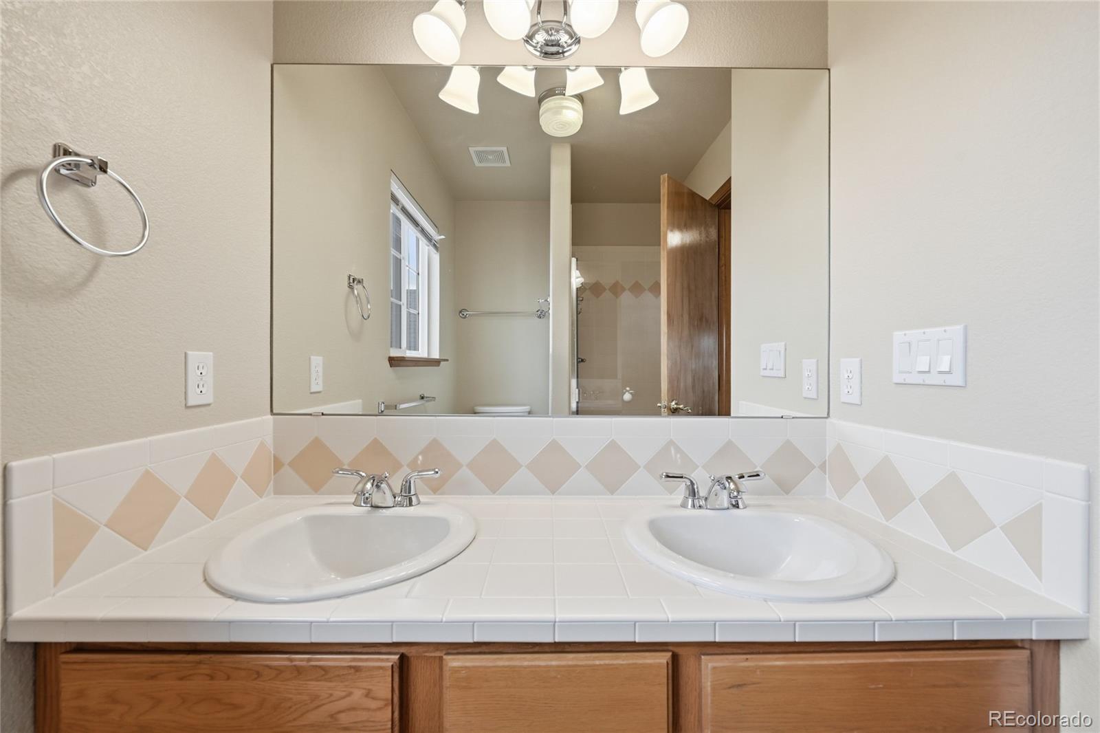 9288 Rockingham Drive Peyton, CO 80831 - Photo 25 of 49 a bathroom with a sink and a mirror