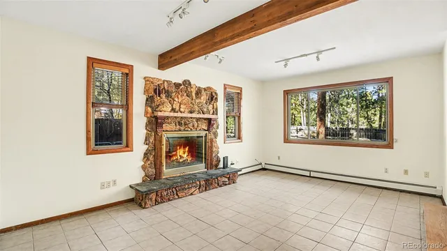 an empty room with windows