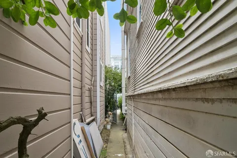 a view of a balcony with an outdoor space