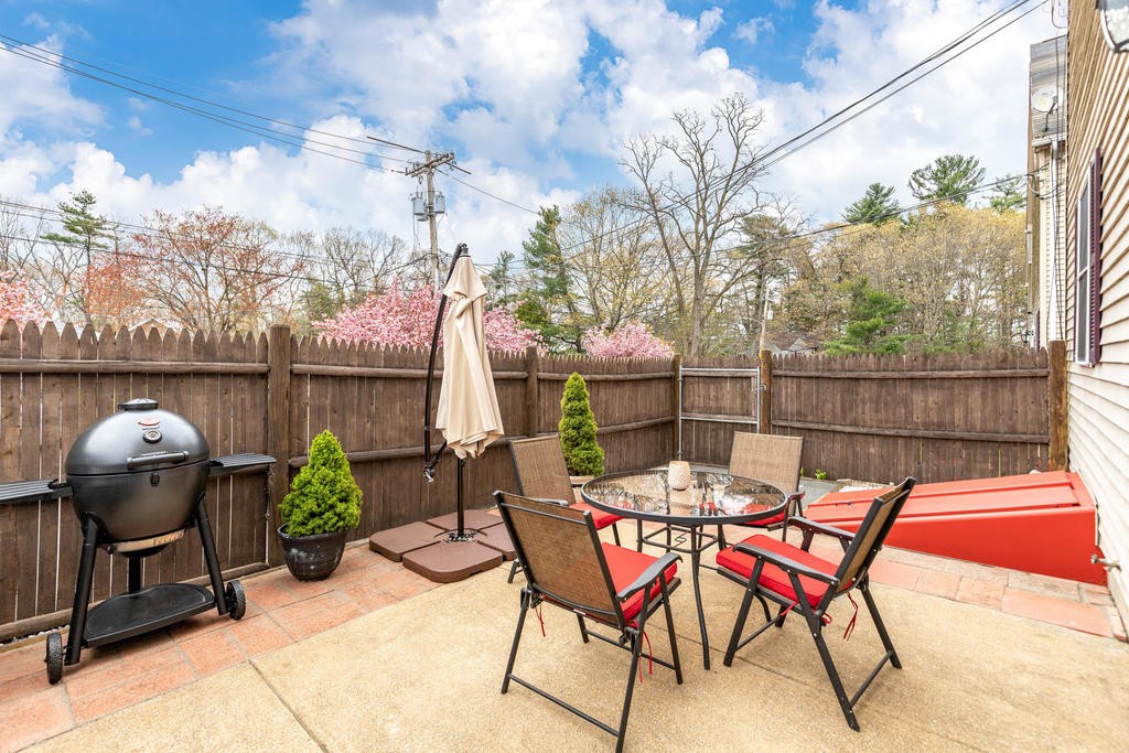 3 Elginwood Road, Unit B Peabody, MA 01960 - Photo 28 of 30 a view of a chairs and table in backyard