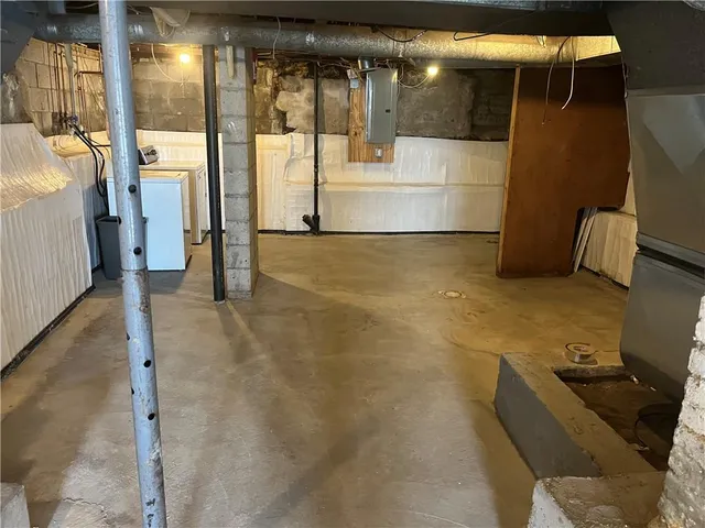 a view of a hallway with a couch