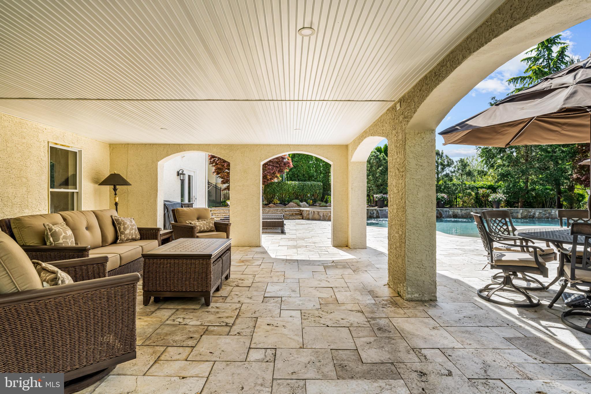 61 Brooks Road Moorestown, NJ 08057 - Photo 32 of 93 a outdoor space with patio the couches and dining table with garden view