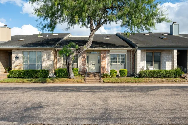 a front view of house with a garden