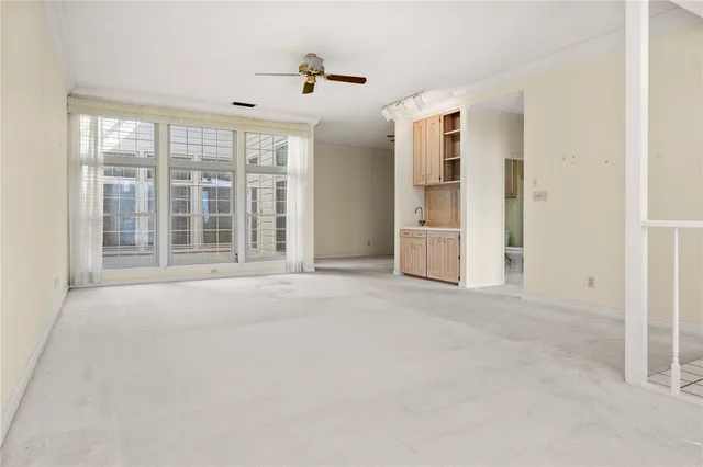 an empty room with windows