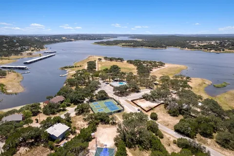 a view of a lake with a beach