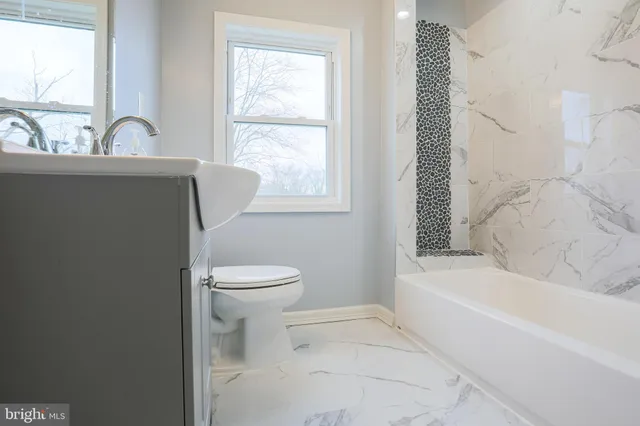 a bathroom with a sink a toilet and a bathtub