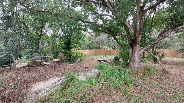 a backyard of a house with lots of green space