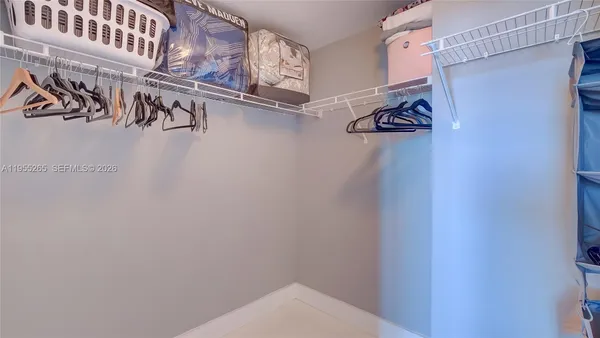 a view of a room with racks on the wall