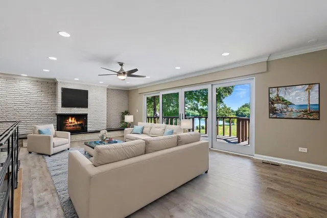 a open kitchen with a large window