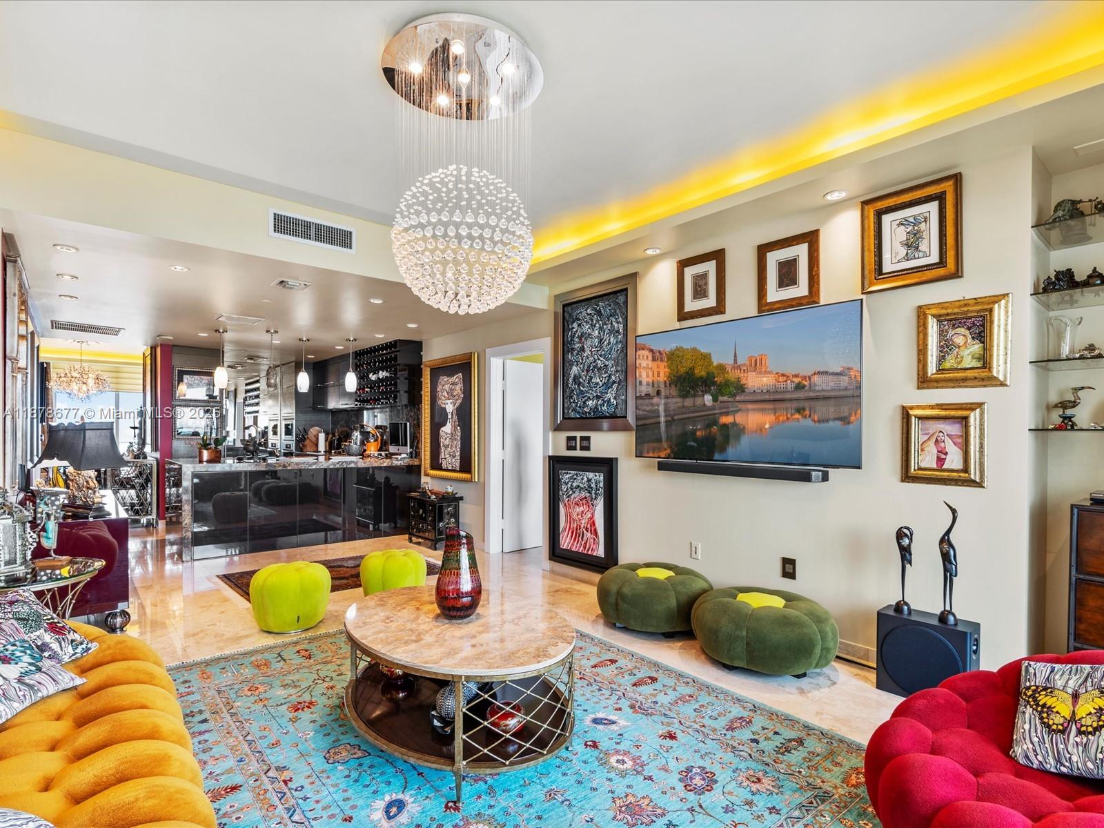 900 Biscayne Boulevard, Unit 3709 Miami, FL 33132 - Photo 11 of 57 a living room with furniture and a flat screen tv