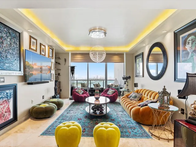 a room with furniture and a mirror