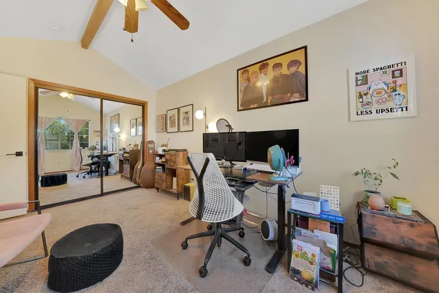 a view of a backyard with garden