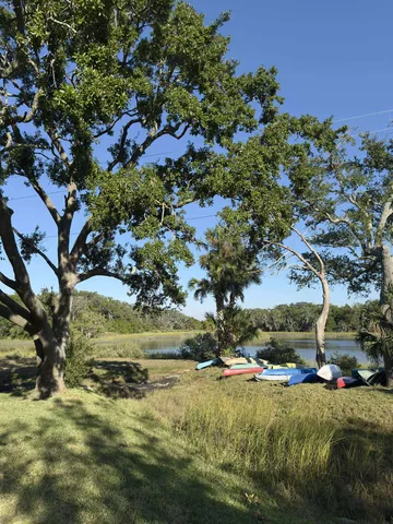 a view of a yard with an outdoor space