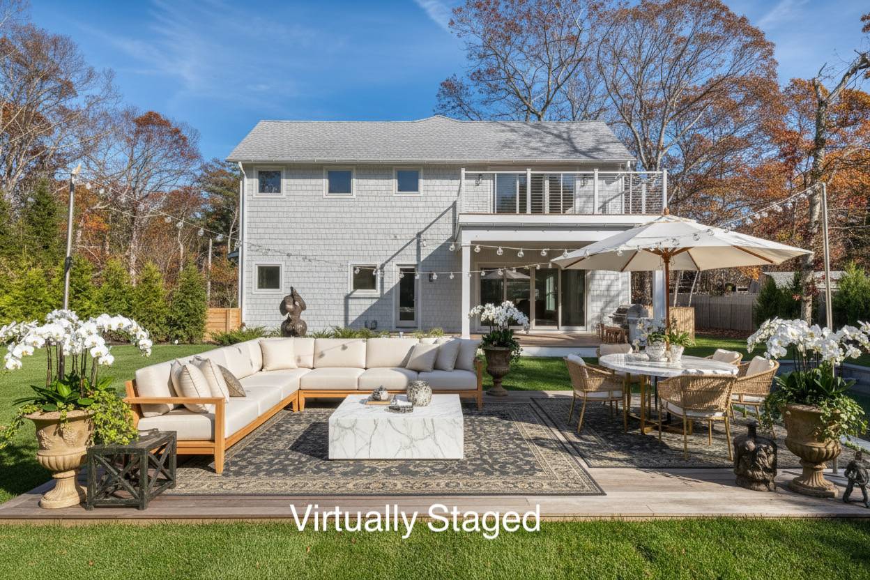 8 3rd Street East Hampton, NY 11937 - Photo 39 of 45 a view of a house with backyard sitting area and garden