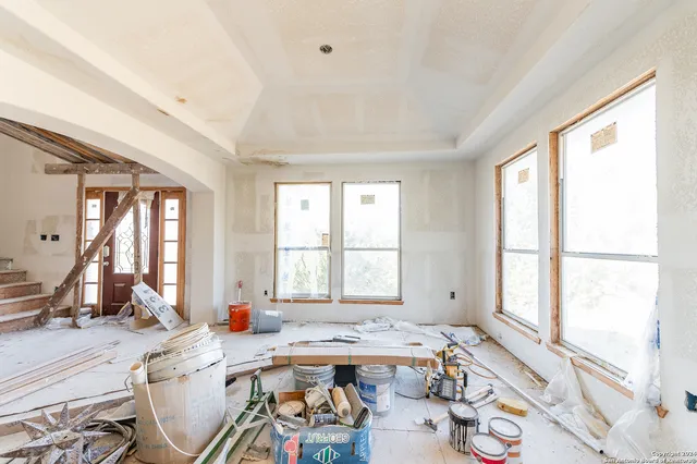 a view of a city with mountains in the background