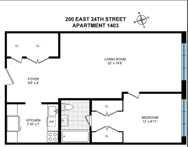 $535,000 | 200 East 24th Street, Unit 1403 | Kips Bay
