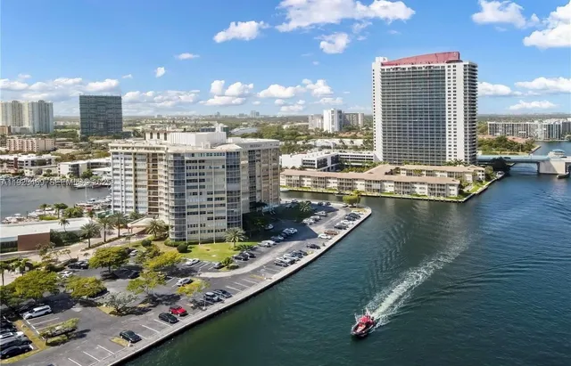 a view of a city with tall buildings