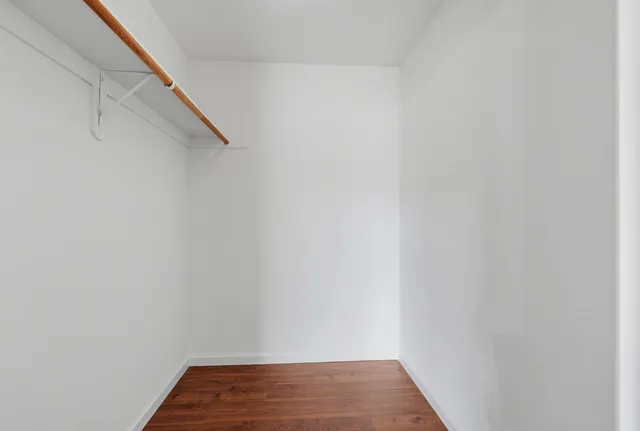 a view of small space with racks on the wall