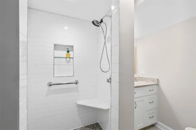 a bathroom with a shower