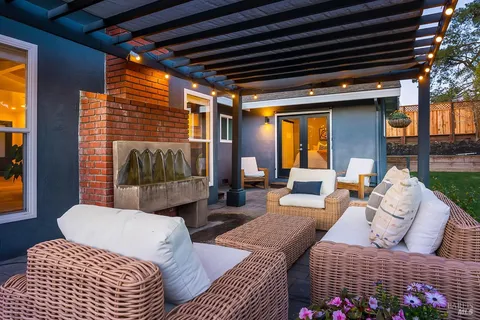 a outdoor living space with furniture