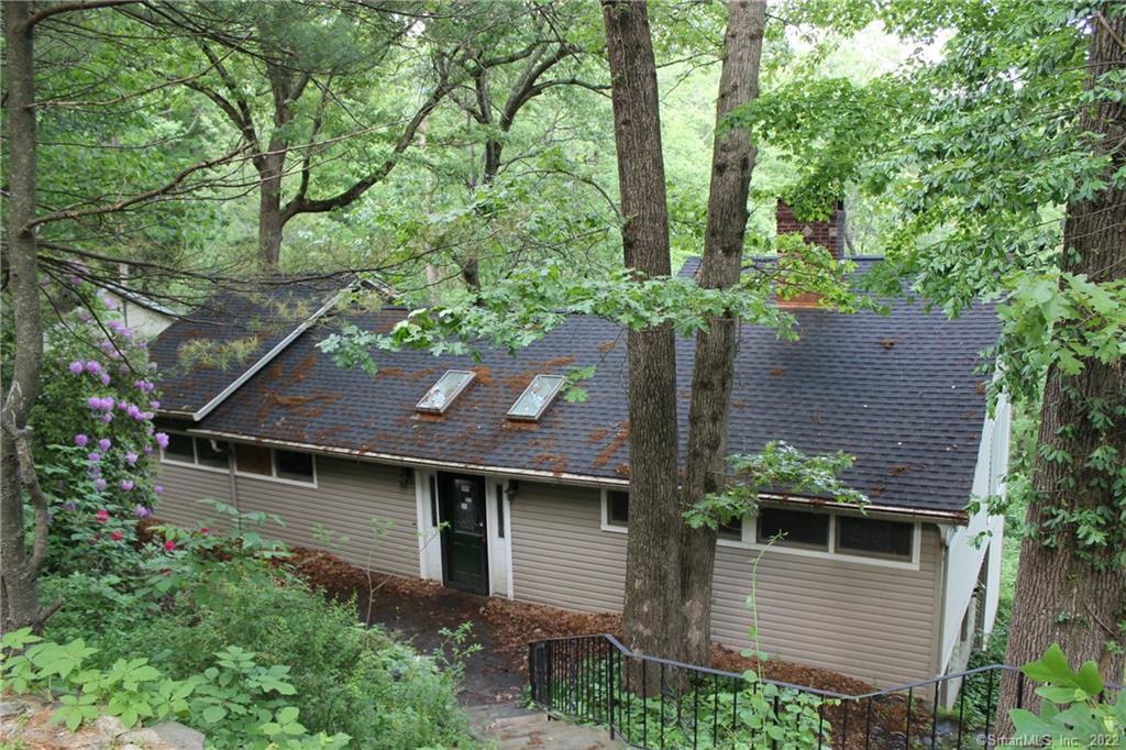 an aerial view of a house