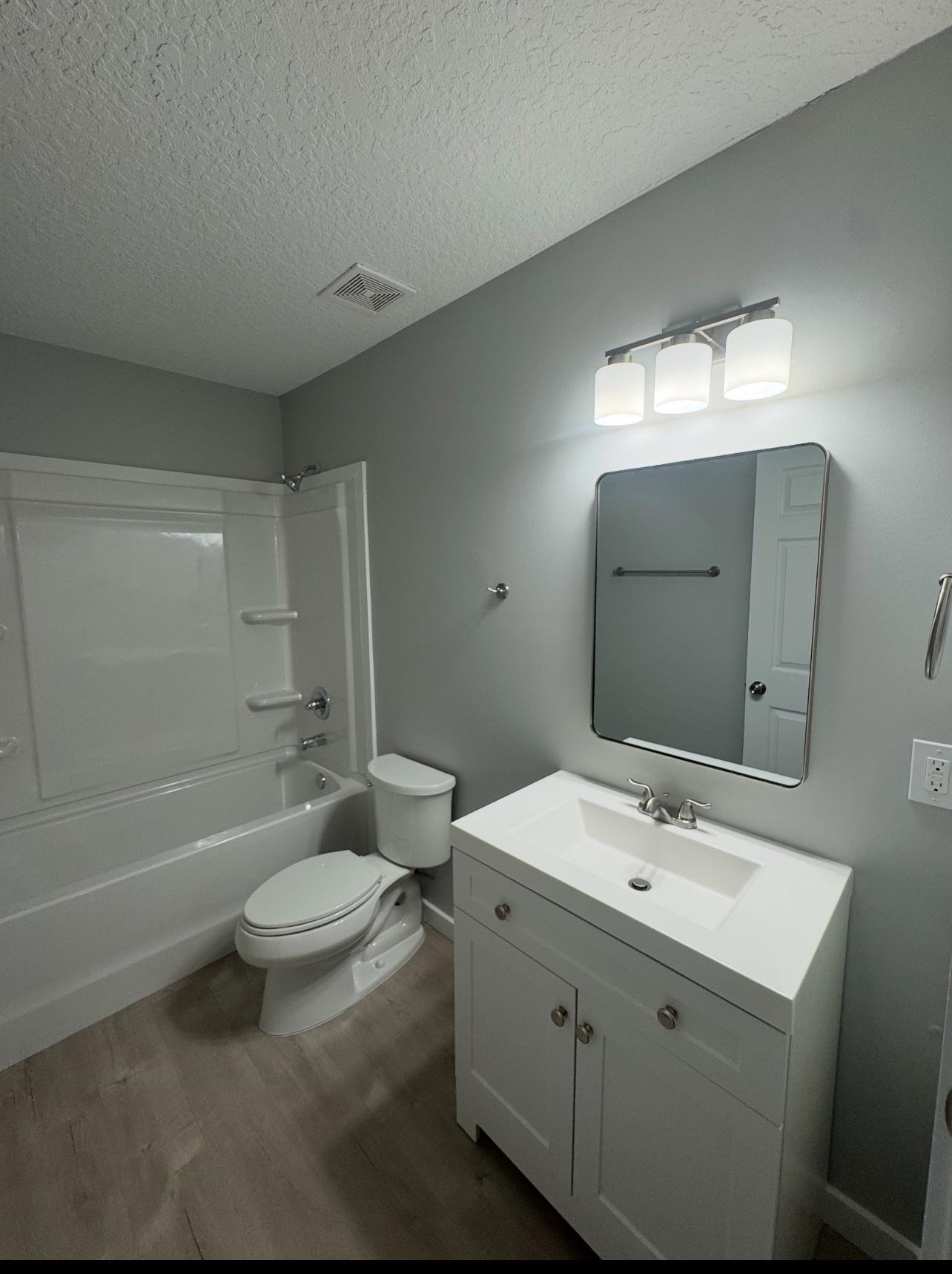 3372 9th Street Elkton, FL 32033 - Photo 7 of 17 a bathroom with a sink toilet a mirror and shower