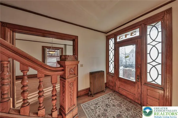 a front view of a building with entryway