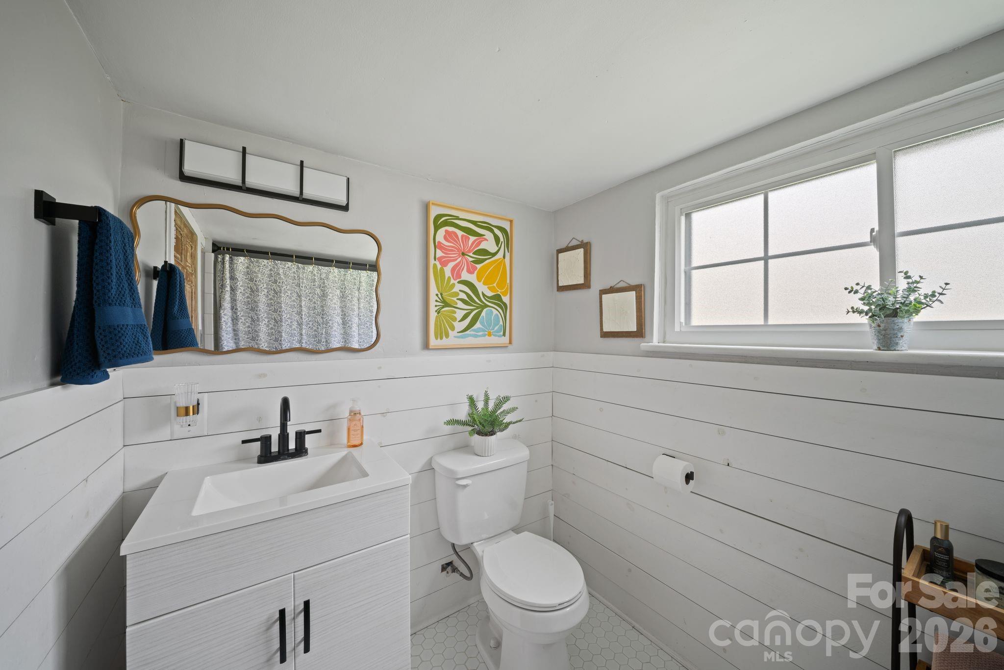 121 Johnson Street Canton, NC 28716 - Photo 25 of 32 a bathroom with a sink a toilet and a window