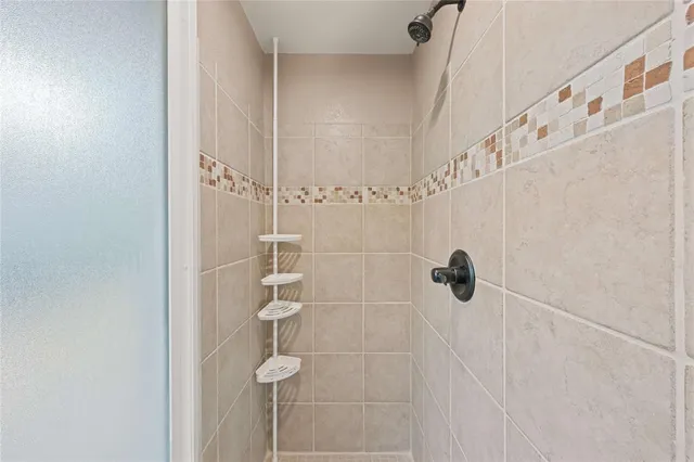 a bathroom with a bathtub