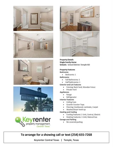 $1,350 | 917 North 11th Street, Temple, TX 76501