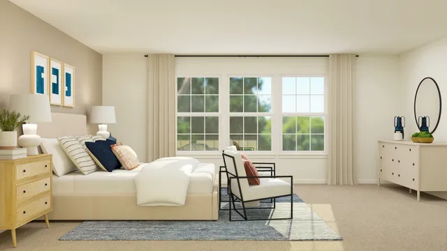 a bed room with a bed and a window