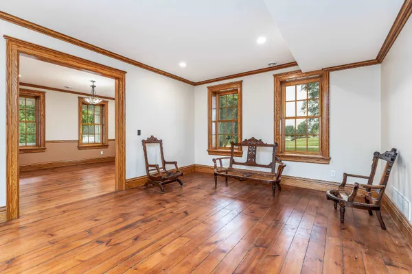 a room with a desk and chair