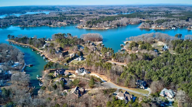 an aerial view of a houses with outdoor space and lake view