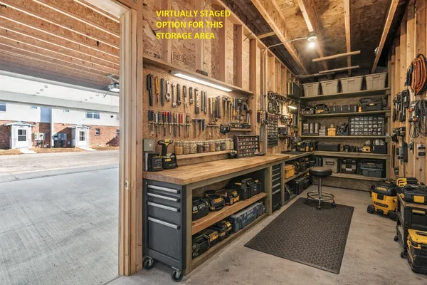 a swimming pool with a yard and seating