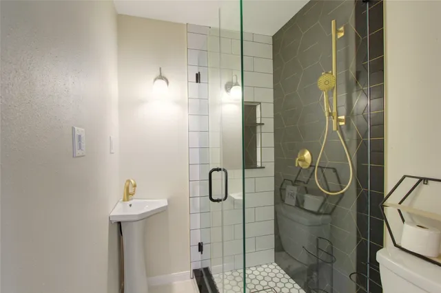 a bathroom with a shower